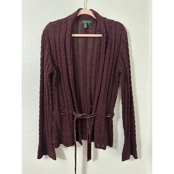 Lauren Ralph Lauren cable knit cardigan M - Picture 1 of 8